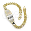 Pulsera con Placa 03.63.1915.1.08 Oro Laminado, Pulido, Tres Tonos (05 MM Thickness, 8 Inches Length)