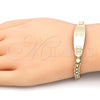 Pulsera con Placa 03.63.1916.08 Oro Laminado, Diseño de Corazón, Pulido, Tono Dorado (05 MM Thickness, 8 Inches Length)