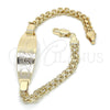 Pulsera con Placa 03.63.1916.08 Oro Laminado, Diseño de Corazón, Pulido, Tono Dorado (05 MM Thickness, 8 Inches Length)