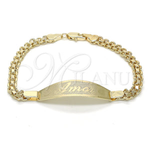Pulsera con Placa 03.63.1916.08 Oro Laminado, Diseño de Corazón, Pulido, Tono Dorado (05 MM Thickness, 8 Inches Length)