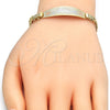 Pulsera con Placa 03.63.1916.1.08 Oro Laminado, Diseño de Corazón, Pulido, Tres Tonos (05 MM Thickness, 8 Inches Length)