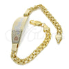 Pulsera con Placa 03.63.1916.1.08 Oro Laminado, Diseño de Corazón, Pulido, Tres Tonos (05 MM Thickness, 8 Inches Length)