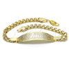 Pulsera con Placa 03.63.1916.1.08 Oro Laminado, Diseño de Corazón, Pulido, Tres Tonos (05 MM Thickness, 8 Inches Length)