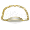 Pulsera con Placa 03.63.1916.1.08 Oro Laminado, Diseño de Corazón, Pulido, Tres Tonos (05 MM Thickness, 8 Inches Length)