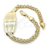 Pulsera con Placa 03.63.1917.08 Oro Laminado, Diseño de Elefante, Pulido, Tono Dorado (05 MM Thickness, 8 Inches Length)
