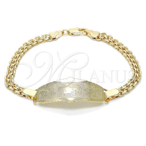 Pulsera con Placa 03.63.1917.08 Oro Laminado, Diseño de Elefante, Pulido, Tono Dorado (05 MM Thickness, 8 Inches Length)