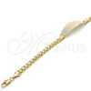 Pulsera con Placa 03.63.1917.1.08 Oro Laminado, Diseño de Elefante, Pulido, Tres Tonos (05 MM Thickness, 8 Inches Length)