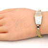 Pulsera con Placa 03.63.1918.1.08 Oro Laminado, Diseño de Delfín, Pulido, Tres Tonos (05 MM Thickness, 8 Inches Length)