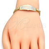Pulsera con Placa 03.63.1918.1.08 Oro Laminado, Diseño de Delfín, Pulido, Tres Tonos (05 MM Thickness, 8 Inches Length)