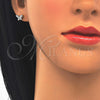 Arete Dormilona 02.336.0004 Plata Rodinada, Diseño de Mariposa, con Zirconia Cubica Blanca, Pulido, Rodinado