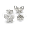 Arete Dormilona 02.336.0004 Plata Rodinada, Diseño de Mariposa, con Zirconia Cubica Blanca, Pulido, Rodinado