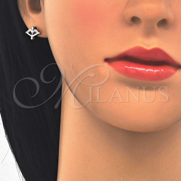 Arete Dormilona 02.336.0012 Plata Rodinada, con Zirconia Cubica Blanca, Pulido, Rodinado