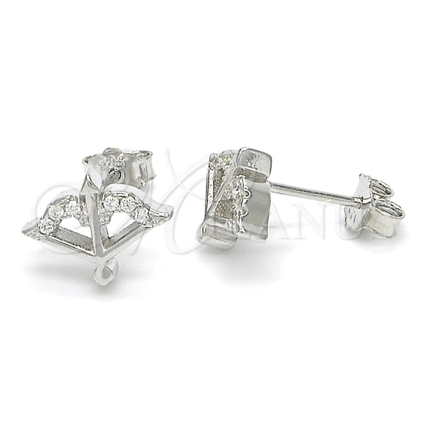Arete Dormilona 02.336.0012 Plata Rodinada, con Zirconia Cubica Blanca, Pulido, Rodinado