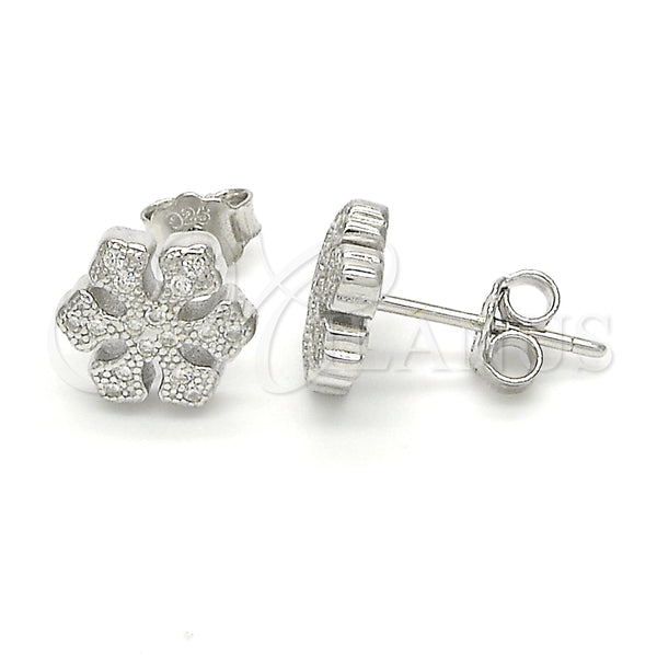Arete Dormilona 02.336.0014 Plata Rodinada, con Micro Pave Blanca, Pulido, Rodinado