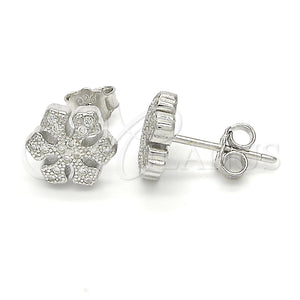 Arete Dormilona 02.336.0014 Plata Rodinada, con Micro Pave Blanca, Pulido, Rodinado