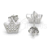 Arete Dormilona 02.336.0019 Plata Rodinada, Diseño de Corona, con Zirconia Cubica Blanca, Pulido, Rodinado