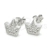 Arete Dormilona 02.336.0019 Plata Rodinada, Diseño de Corona, con Zirconia Cubica Blanca, Pulido, Rodinado