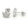 Arete Dormilona 02.336.0019 Plata Rodinada, Diseño de Corona, con Zirconia Cubica Blanca, Pulido, Rodinado