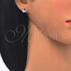 Arete Dormilona 02.336.0021 Plata Rodinada, Diseño de Pajaro, con Zirconia Cubica Negro y Blanca, Pulido, Rodinado