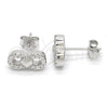 Arete Dormilona 02.336.0029 Plata Rodinada, Diseño de Infinito y Corazón, con Zirconia Cubica Blanca, Pulido, Rodinado