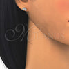 Arete Dormilona 02.336.0030 Plata Rodinada, Diseño de Elefante, con Micro Pave Blanca y Negro, Pulido, Rodinado