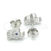 Arete Dormilona 02.336.0030 Plata Rodinada, Diseño de Elefante, con Micro Pave Blanca y Negro, Pulido, Rodinado