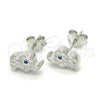 Arete Dormilona 02.336.0030 Plata Rodinada, Diseño de Elefante, con Micro Pave Blanca y Negro, Pulido, Rodinado