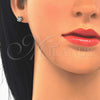 Arete Dormilona 02.336.0034 Plata Rodinada, Diseño de Flor, con Zirconia Cubica Blanca, Pulido, Rodinado