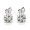 Arete Dormilona 02.336.0034 Plata Rodinada, Diseño de Flor, con Zirconia Cubica Blanca, Pulido, Rodinado