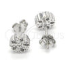 Arete Dormilona 02.336.0034 Plata Rodinada, Diseño de Flor, con Zirconia Cubica Blanca, Pulido, Rodinado