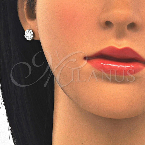 Arete Dormilona 02.336.0036 Plata Rodinada, con Micro Pave Blanca, Pulido, Rodinado