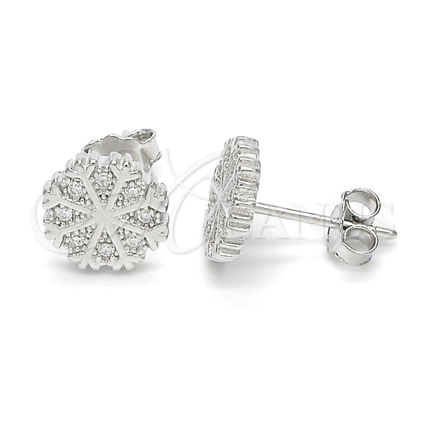 Arete Dormilona 02.336.0036 Plata Rodinada, con Micro Pave Blanca, Pulido, Rodinado