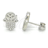 Arete Dormilona 02.336.0041 Plata Rodinada, Diseño de Mano de Dios, con Micro Pave Blanca, Pulido, Rodinado