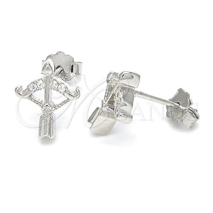 Arete Dormilona 02.336.0047 Plata Rodinada, con Zirconia Cubica Blanca, Pulido, Rodinado