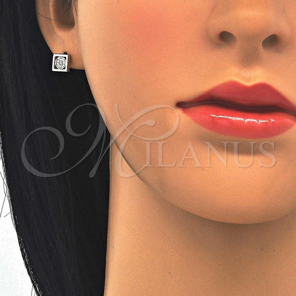 Arete Dormilona 02.336.0054 Plata Rodinada, con Micro Pave Blanca, Pulido, Rodinado