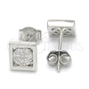 Arete Dormilona 02.336.0054 Plata Rodinada, con Micro Pave Blanca, Pulido, Rodinado