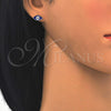 Arete Dormilona 02.336.0055 Plata Rodinada, Diseño de Ojo Griego, Esmaltado Azul, Rodinado