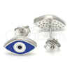 Arete Dormilona 02.336.0055 Plata Rodinada, Diseño de Ojo Griego, Esmaltado Azul, Rodinado