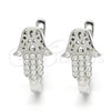 Argolla Huggie 02.336.0062.10 Plata Rodinada, Diseño de Mano de Dios, con Micro Pave Blanca, Pulido, Rodinado