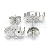 Arete Dormilona 02.336.0066 Plata Rodinada, Diseño de Elefante, con Zirconia Cubica Negro y Cristal Blanca, Pulido, Rodinado