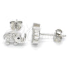 Arete Dormilona 02.336.0066 Plata Rodinada, Diseño de Elefante, con Zirconia Cubica Negro y Cristal Blanca, Pulido, Rodinado