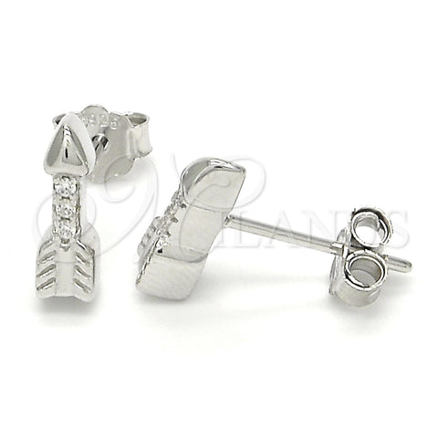 Arete Dormilona 02.336.0071 Plata Rodinada, con Blanca Zirconia Cubica, Pulido, Rodinado