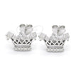 Arete Dormilona 02.336.0079 Plata Rodinada, Diseño de Corona, con Zirconia Cubica Blanca y Cristal Blanca, Pulido, Rodinado
