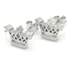 Arete Dormilona 02.336.0079 Plata Rodinada, Diseño de Corona, con Zirconia Cubica Blanca y Cristal Blanca, Pulido, Rodinado