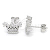 Arete Dormilona 02.336.0079 Plata Rodinada, Diseño de Corona, con Zirconia Cubica Blanca y Cristal Blanca, Pulido, Rodinado