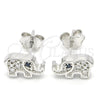 Arete Dormilona 02.336.0081 Plata Rodinada, Diseño de Elefante, con Micro Pave Blanca, Pulido, Rodinado