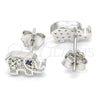 Arete Dormilona 02.336.0081 Plata Rodinada, Diseño de Elefante, con Micro Pave Blanca, Pulido, Rodinado