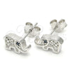 Arete Dormilona 02.336.0081 Plata Rodinada, Diseño de Elefante, con Micro Pave Blanca, Pulido, Rodinado