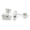 Arete Dormilona 02.336.0081 Plata Rodinada, Diseño de Elefante, con Micro Pave Blanca, Pulido, Rodinado