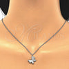 Collares con Dije 04.336.0002.16 Plata Rodinada, Diseño de Mariposa, con Zirconia Cubica Blanca, Pulido, Rodinado (Grosor 01 MM, 16 Pulgadas de Largo)
